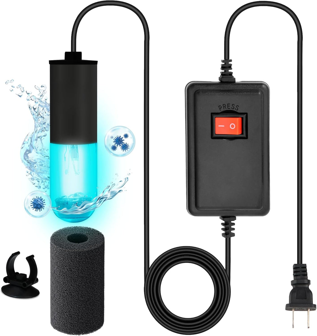 3W Mini UV Light for Aquariums – UV-C Light with 9.84 ft Cord for Use in Filters, Sumps, and Small Ponds | Clears Green Water, Removes Cloudiness and Promotes a Healthy, Clear Tank for Fish and Plants