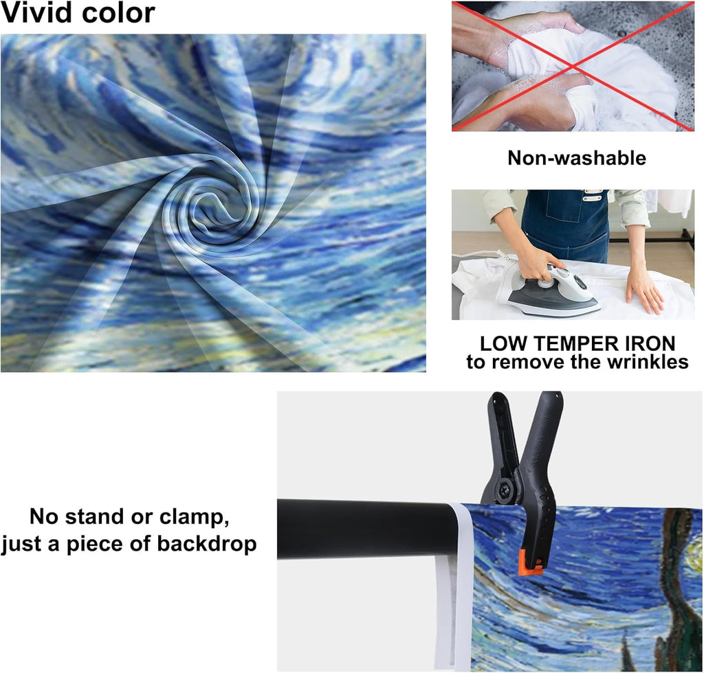 Baocicco 20x10ft Vincent Van Gogh Artwork Starry Sky Backdrop Famous Post-Impressionism Oil Painting Photography Background Wallpaper Decoration Birthday Party Baby Shower Wedding Photo Studio Props