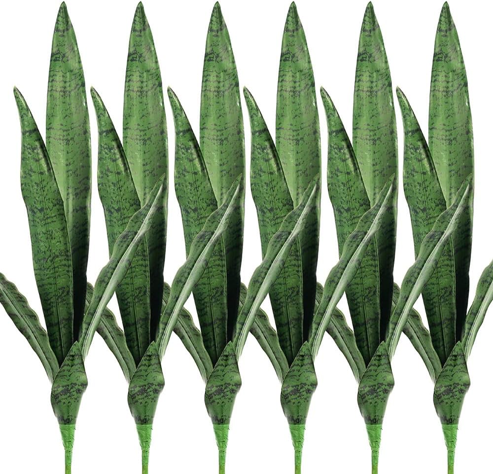 Melorca&Guilla Artificial Snake Plants 6PCS 30“ Tall Fake Snake Plant,Fake Agave Faux Snake Plants Sansevieria Artificial Greenery for Garden Shop Office Home Décor