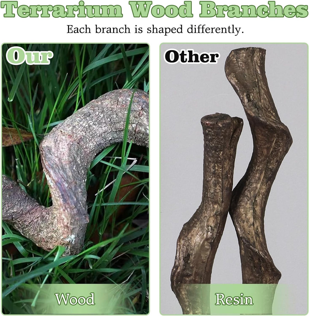 Reptile Climbing Decor 2 Pack Thick Wood Branches Snake Habitat Decorations Terrarium Wooden Tree Trunk Ornament for Bearded Dragon Lizard Snake Geckos Chameleon Frog