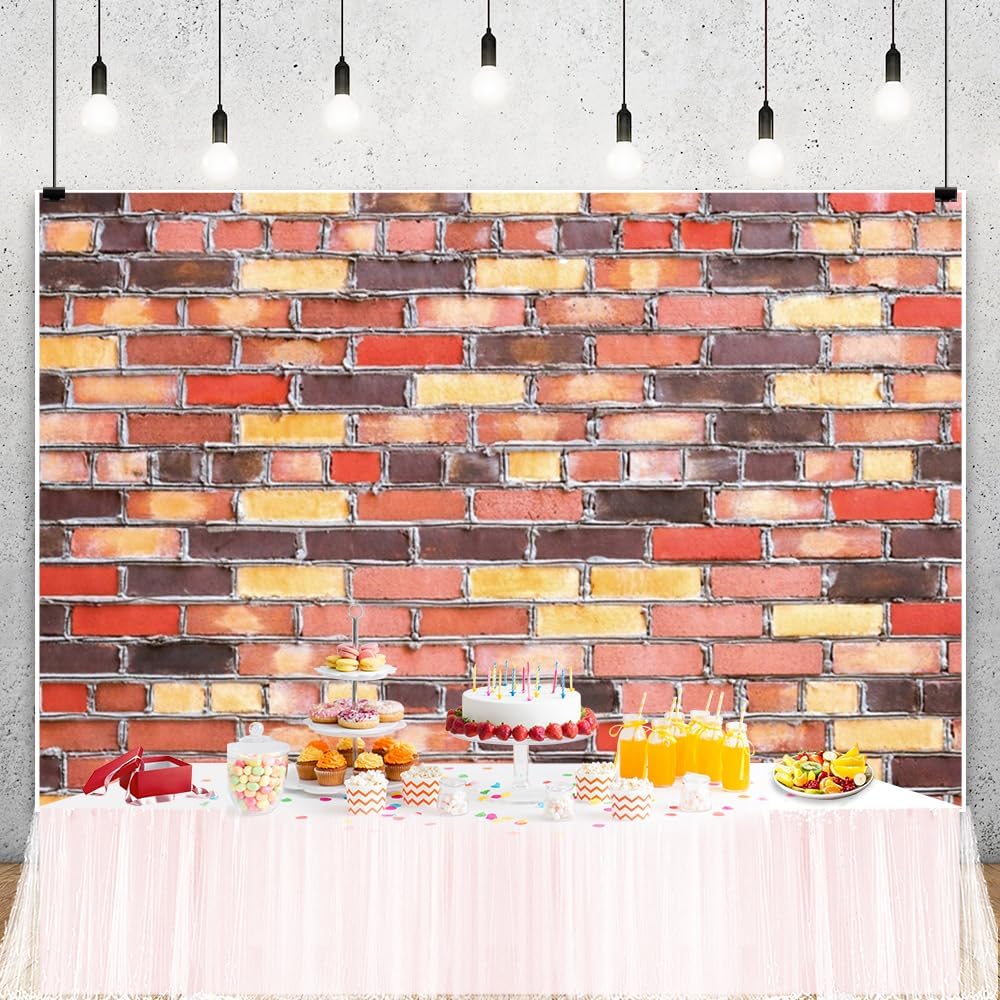 ChloropLastid 6x4ft Brick Wall Backdrop Retro Art Multi Brick Wall Background Rural Style Wall Texture Countryside Photography for Newborn Birthday Baby Shower Party Decor Photo Props