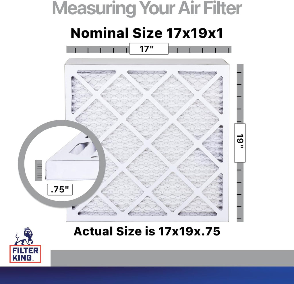 Filter King 17x19x1 Air Filter | 4-PACK | Carbon MERV 8 HVAC Pleated A/C Furnace Filters | MADE IN USA | Actual Size: 17 x 19 x .75"