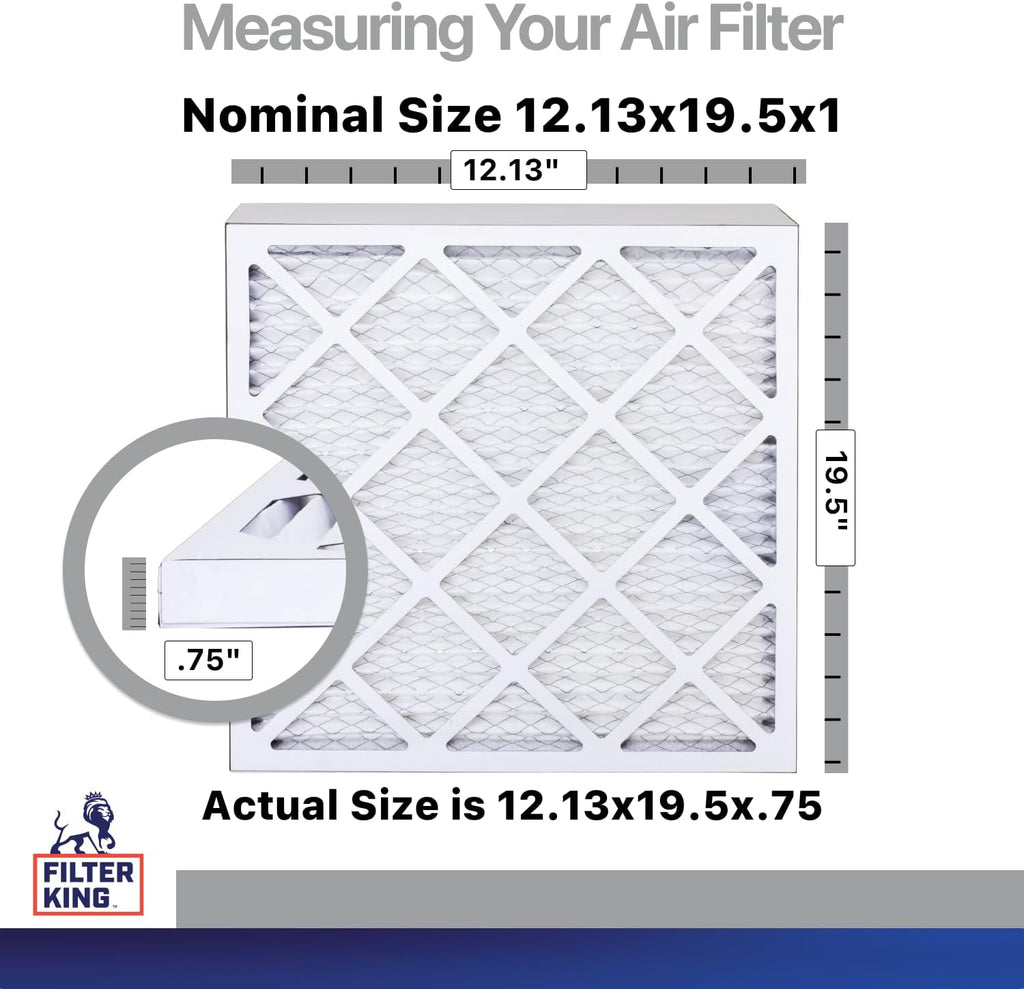 Filter King 12.13x19.5x1 Air Filter | 4-PACK | Carbon MERV 8 HVAC Pleated A/C Furnace Filters | MADE IN USA | Actual Size: 12.13 x 19.5 x .75"