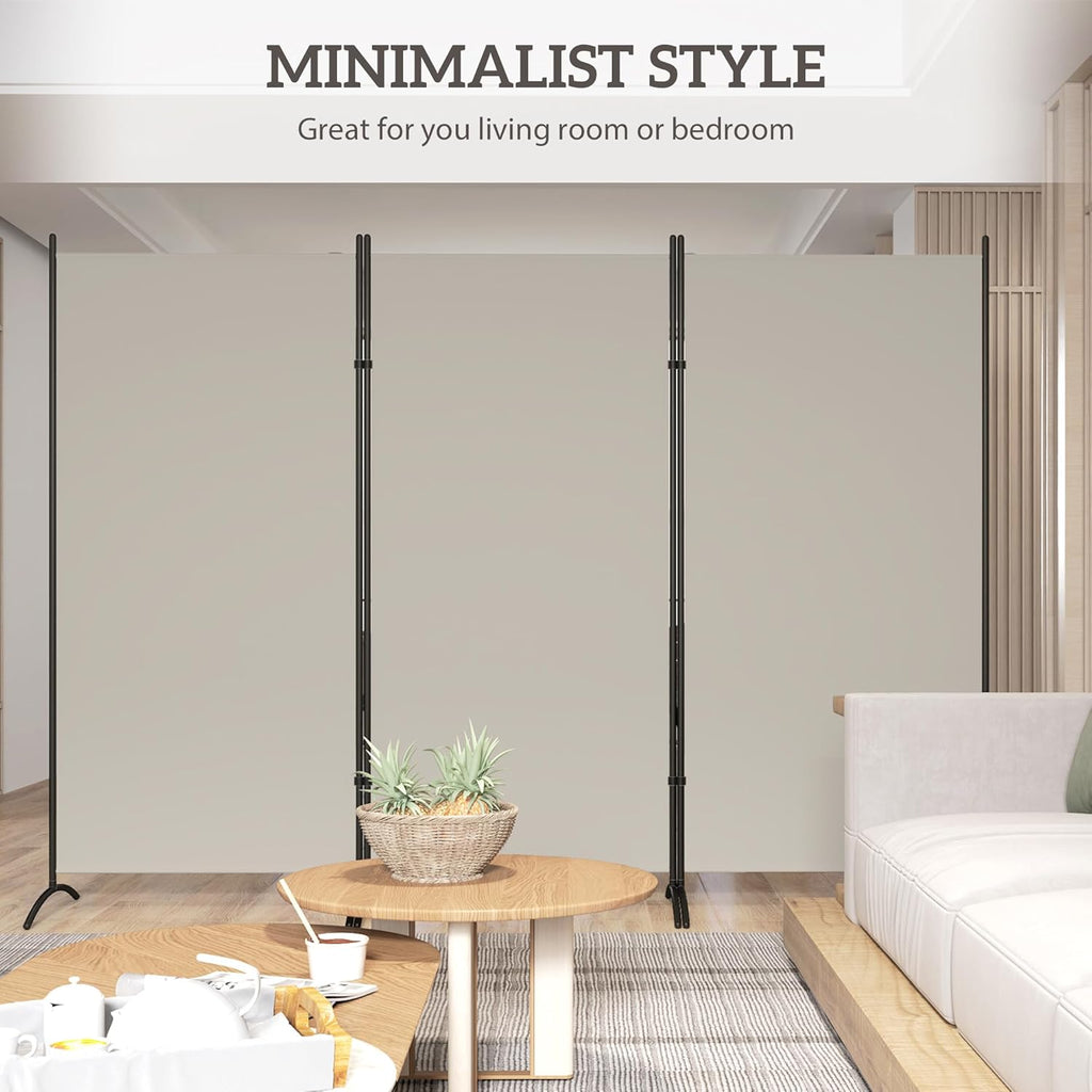 HOMCOM 6 Ft Tall 3 Panel Fabric Room Divider, Freestanding Partition Wall Divider, Folding Privacy Room Separator for Indoor, Home Office, Light Gray