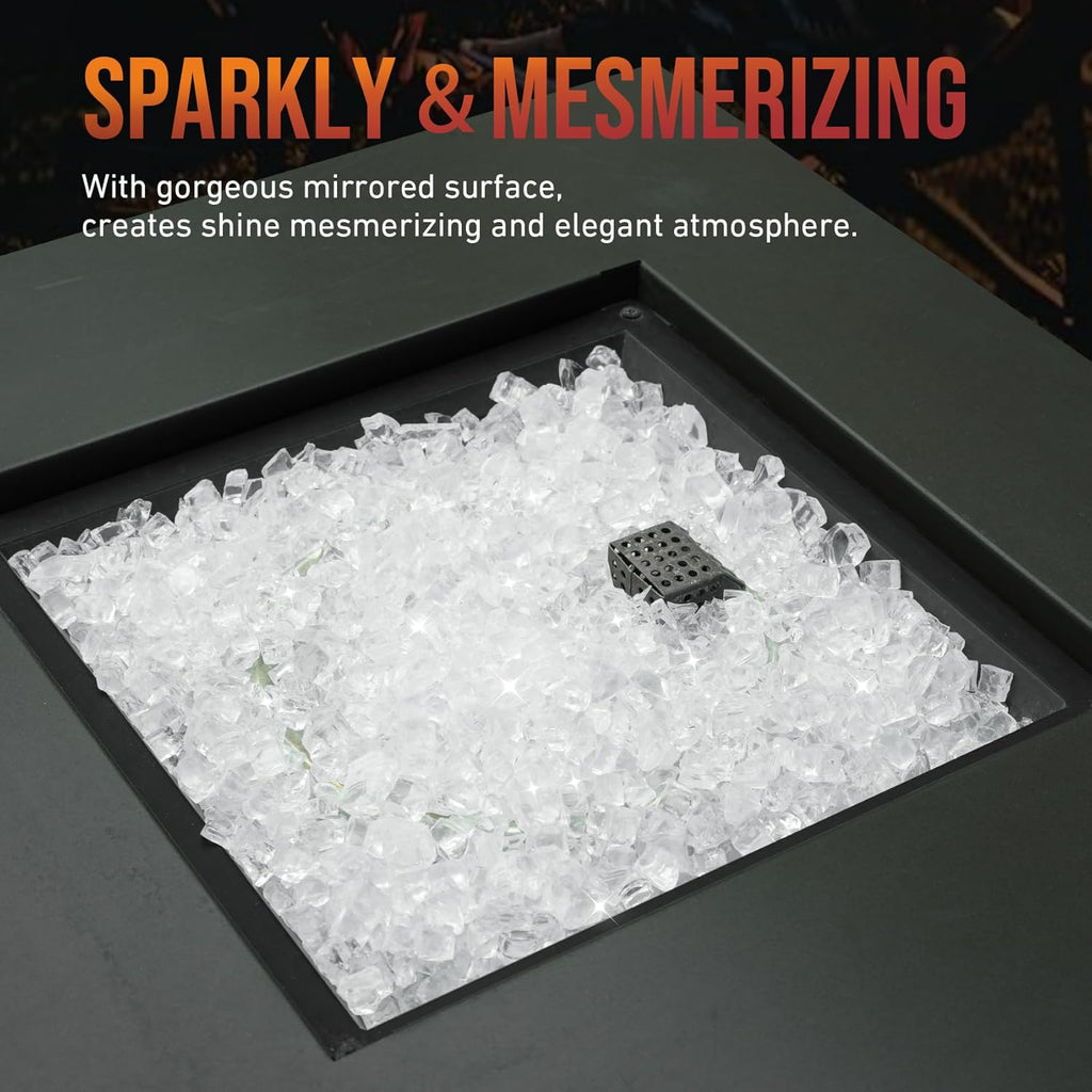 Skyflame High Luster 10-Pound Regular Fire Glass for Fire Pit Fireplace Garden Landscaping Platinum 1/2" Size