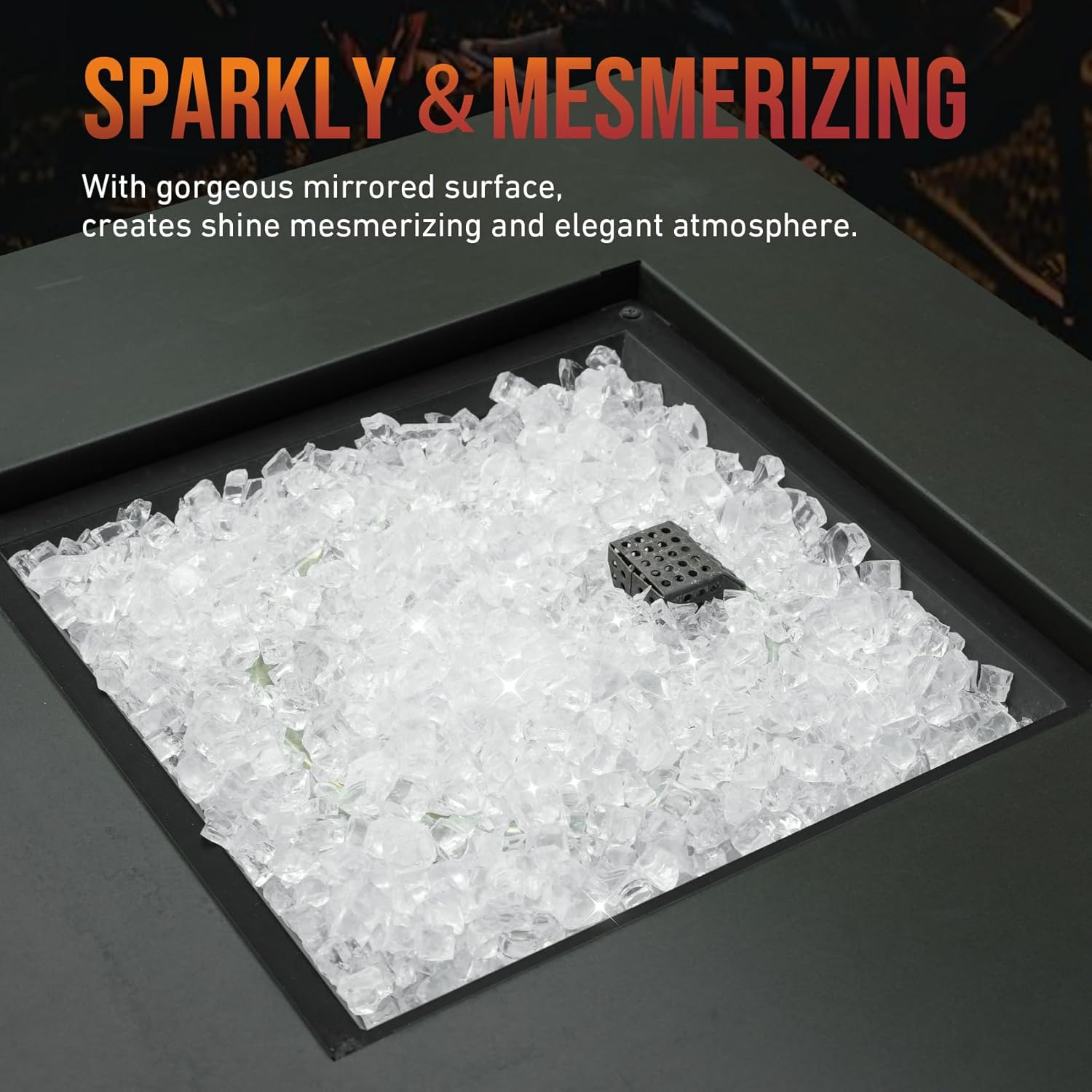 Skyflame High Luster 10-Pound Regular Fire Glass for Fire Pit Fireplace Garden Landscaping Platinum 1/2" Size