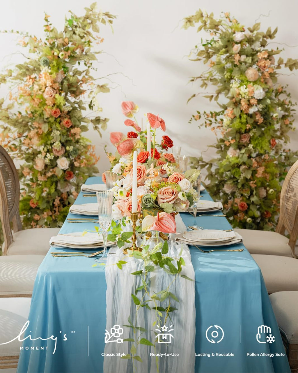 Ling's moment Artificial Clematis Hanging Bush, 4pcs Filler Vines Fake Greenery Garland for Wedding Bouquet/Backdrop/Arch and Home Decoration