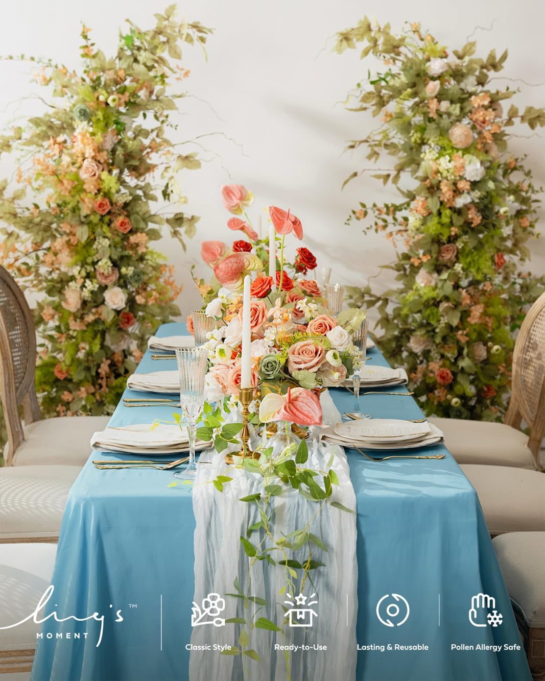 Ling's moment Artificial Clematis Hanging Bush, 4pcs Filler Vines Fake Greenery Garland for Wedding Bouquet/Backdrop/Arch and Home Decoration