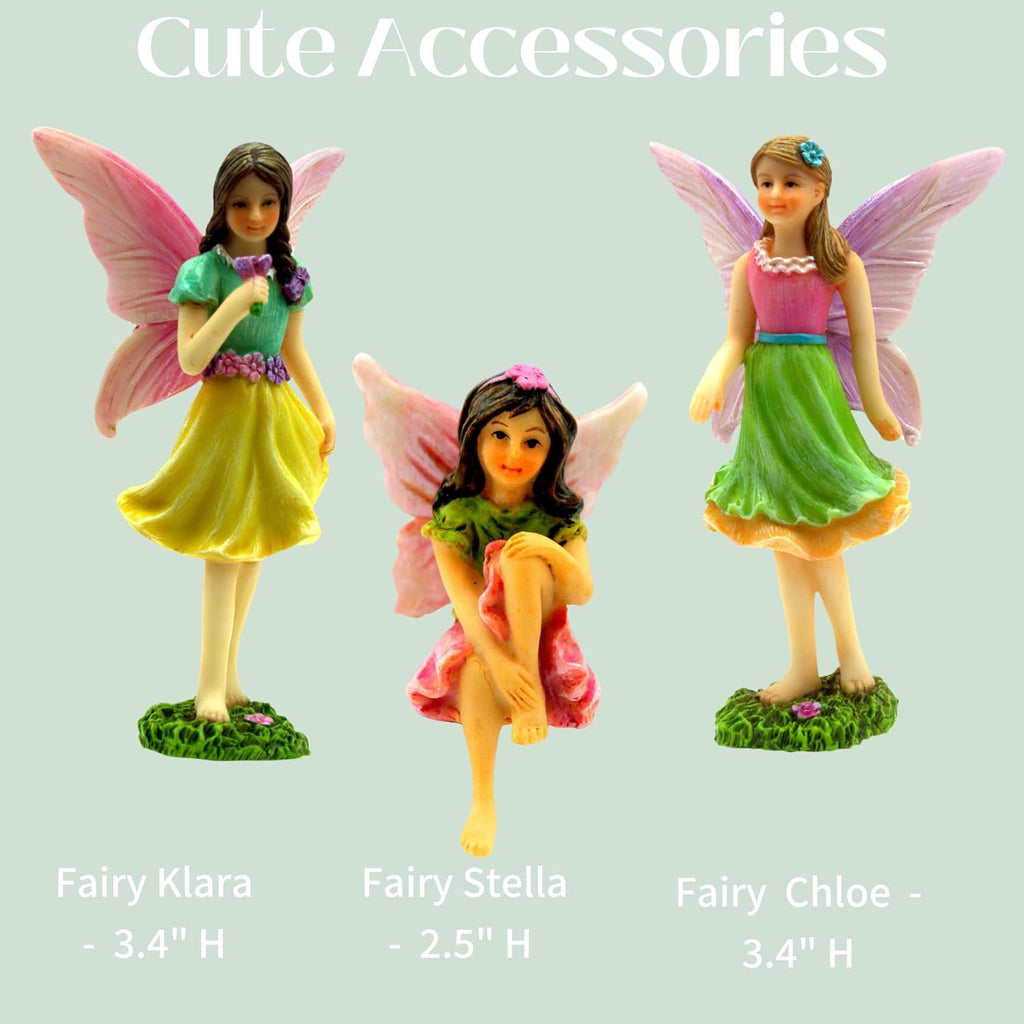 PRETMANNS Fairies for Fairy Garden - Colorful Accessories for an Indoor or Outdoor Miniature Garden - an Adorable Figurine Kit – 3 Pieces