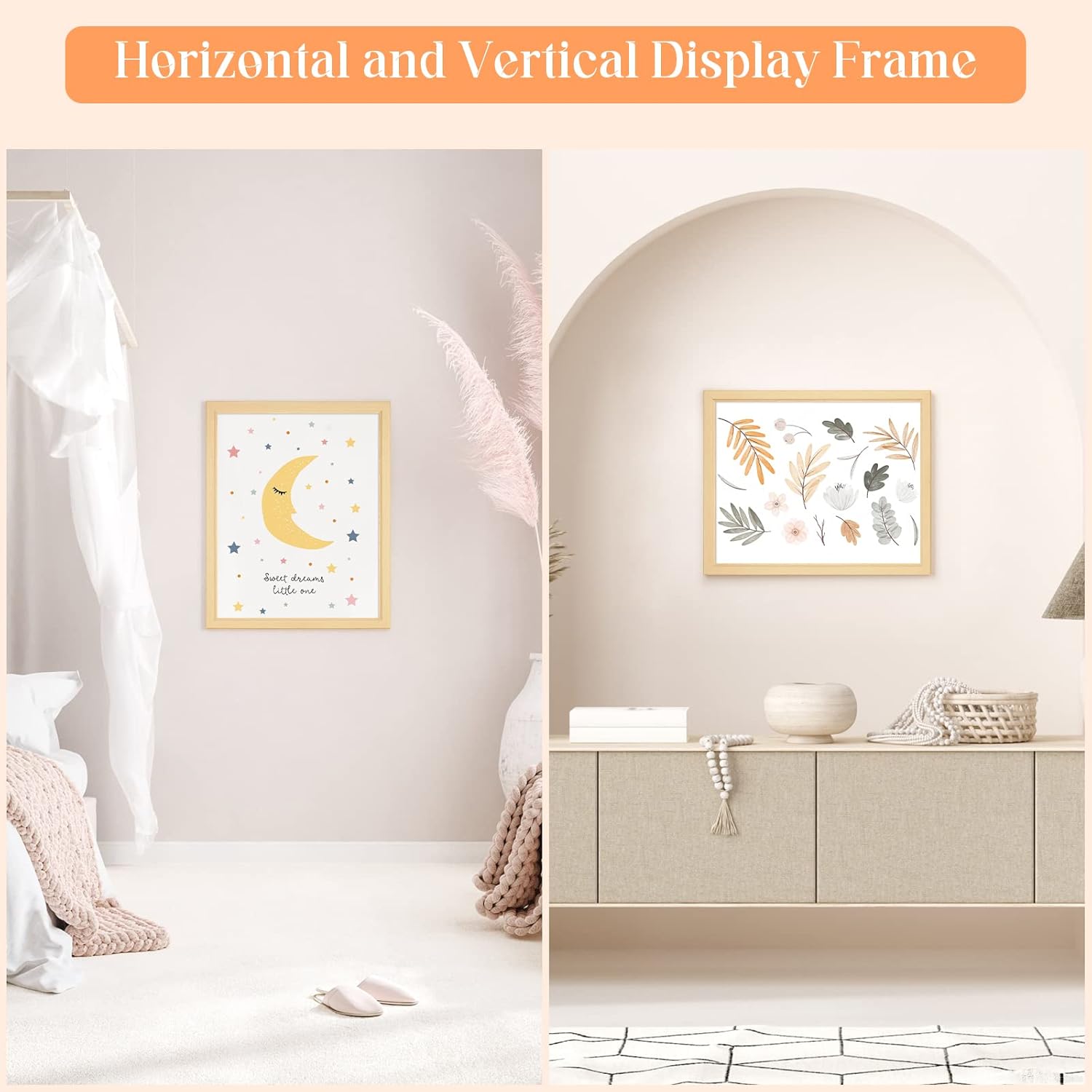 12x18 Wood Frame, Rustic Natural Wooden 18x12in Poster Picture Frame, Modern Beige Woodgrain 12 x 18inch Gallery Wall Photo Frame with HD Plexiglass, Horizontal Vertical Wall Mounting Display 1pcs