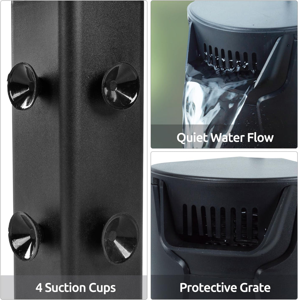 REPTIZOO Turtle Tank Filter Aquarium Corner Internal Filter, Low Level Waterfall Turtle Filter with 3-Stage Bio-Filtration, 45GPH Quiet Aquatic Reptile Internal Filter, Up to 10 Gallon