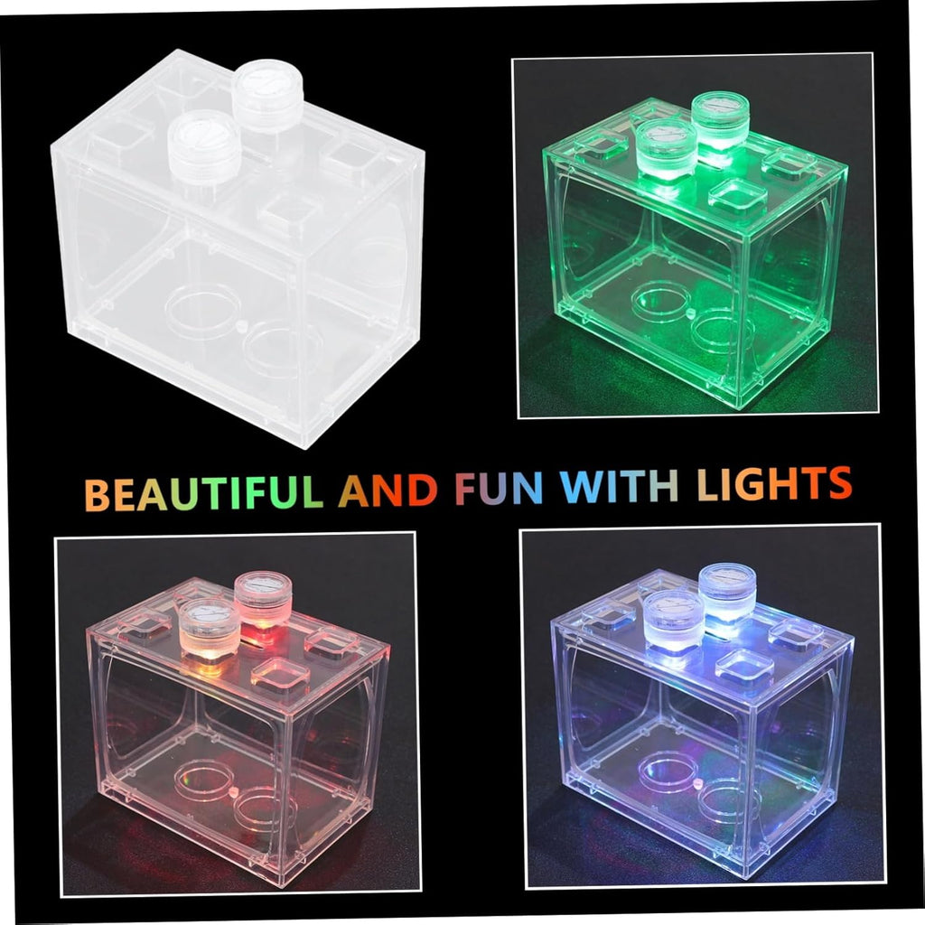 GALPADA Led Mini Aquarium Kit Betta Fish Tank Decorations Led Light for Small Aquarium
