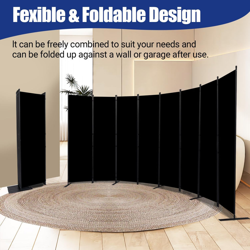 Room Divider and Folding Privacy Screens 8 Panel, 14.67 Ft Wide Partition Room Dividers, Portable Room Divider Panel for Room Separtition, Large Wall Dividers for Room, Office, School,Studio Black