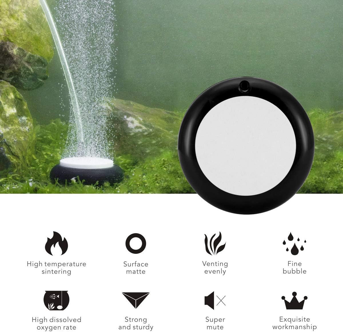 hygger Aquarium Air Stone, Bubble Stone Fish Tank Oxygen Ultra Silent Deep Dissolving Oxygen Diffuser Kit for Aquarium Fish Tank and Hydroponic