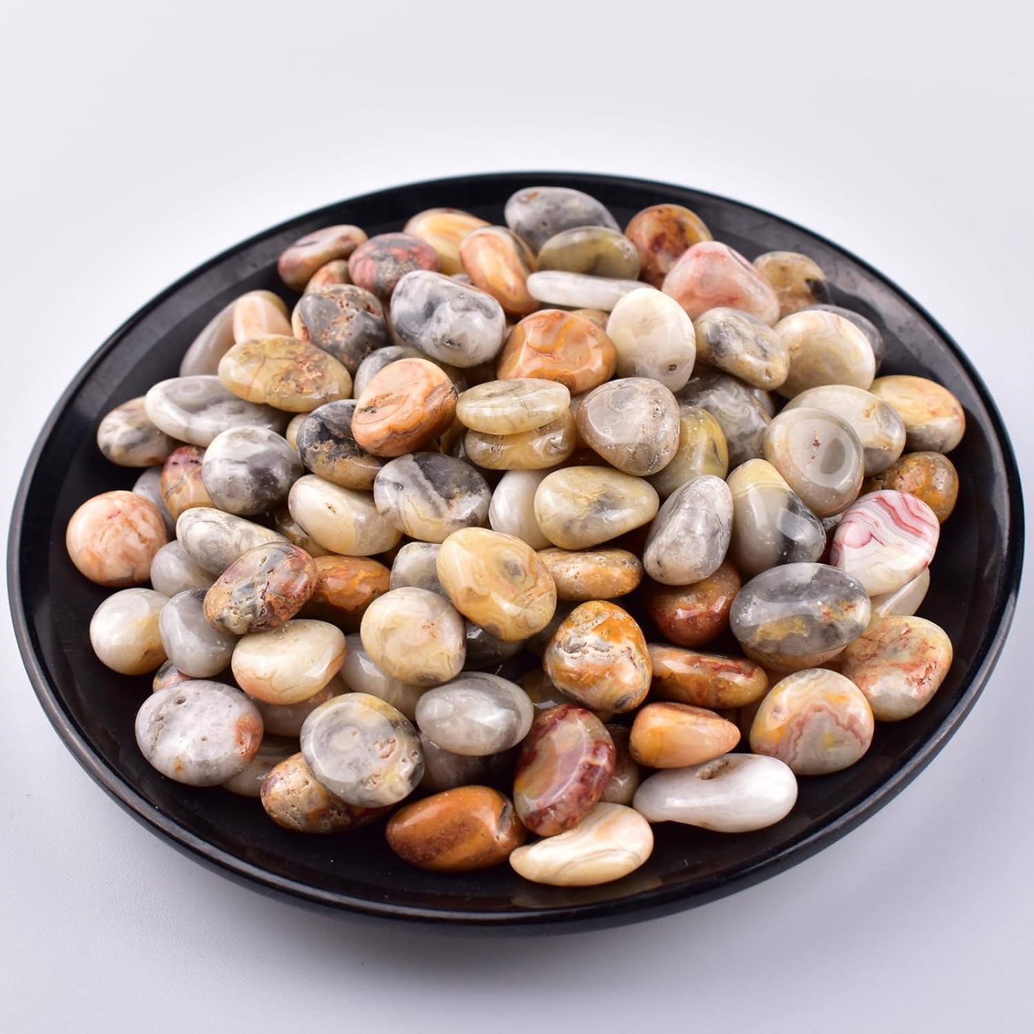 Polished Crazy Lace Agate Crystal Chips Set, 0.4", 128 Pcs - 10 Oz Handpicked Tumbled Stones and Crystals Bulk for Healing, Reiki, Meditation, Witchcraft and Home Decor