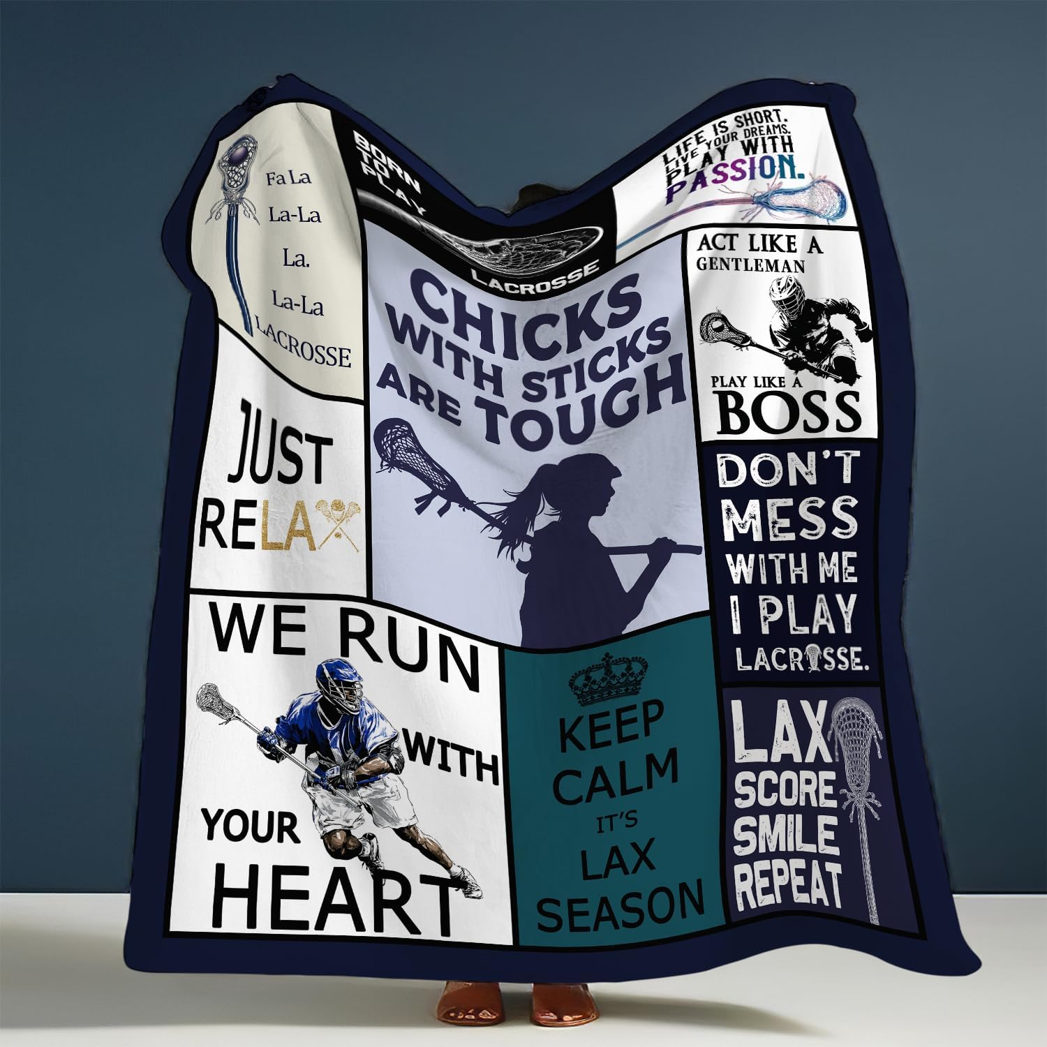 Lacrosse Blanket Sports Lacrosse Lover Throw Blankets Gifts for Girls Boys Kids Soft Cozy Fleece Plush for Couch Sofa Bed 80"x60"