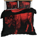 Highland Cow Duvet Cover Queen Size, Western Bison Bedding Set 3 Piece Bedroom Decor Wildlife Highland Cattle Comforter Cover and 2 Pillow Sham with Zipper Closure