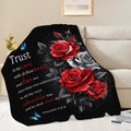 Christian Blanket Bible Verse Throw Blanket Red Rose Inspirational Religious Spiritual Gifts for Girls Boys Kids Adults Women Men Soft Cozy Plush Fluffy Fuzzy Fleece Blanket Decor 50''X60''