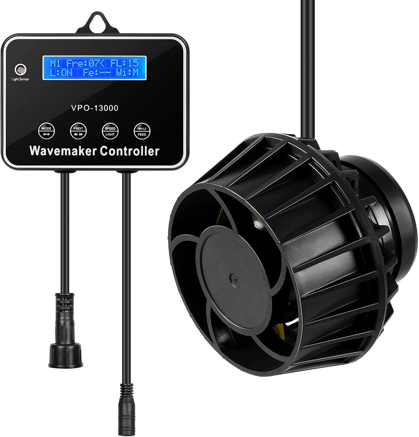 3400GPH Aquarium Wave Maker DC 24V Powerhead with Magnetic Mounting Wavemaker with Controller and LED Display Circulation Pump for 40-180 Gallon Tank (3400GPH) Black