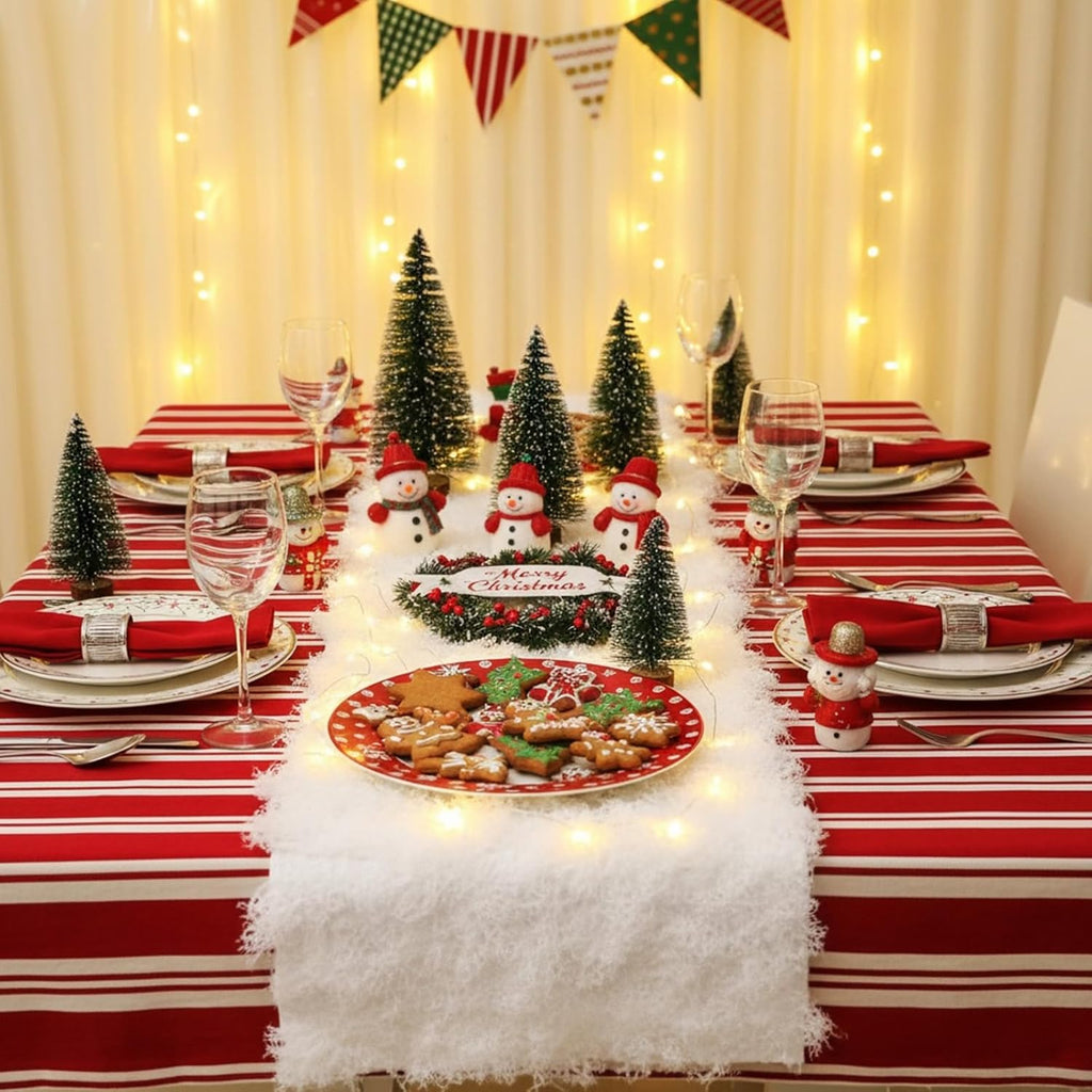 Zeyune 2 Pcs Christmas Fake Moss Table Runner for Crafts 12'' x 71'' Artificial Moss Sheet Roll Waterproof Carpet Blanket for Wall Roof Garden Wedding Birthday Party Table Decoration (White)