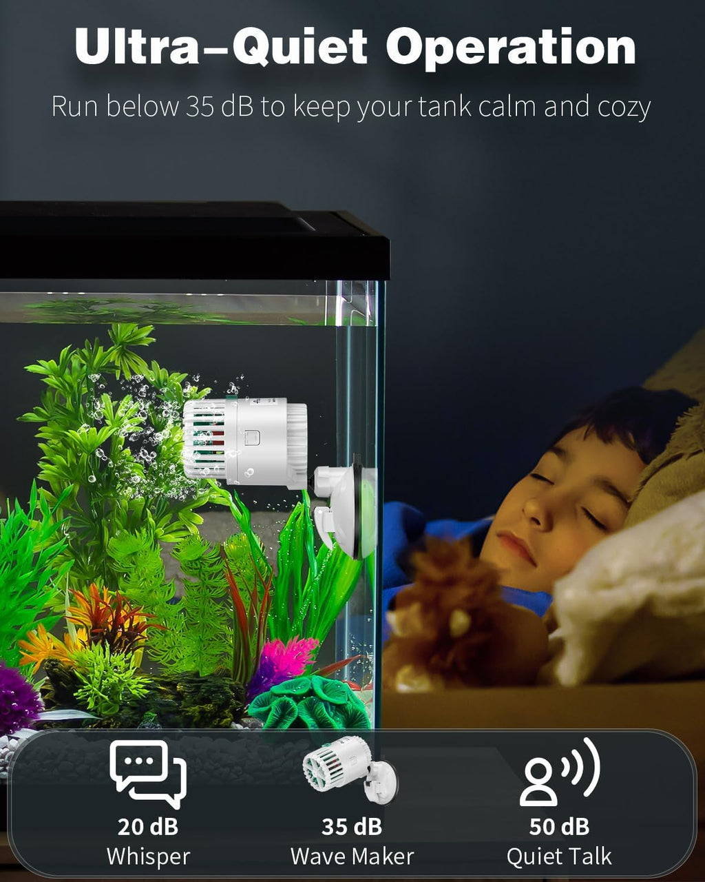 Pawfly Wave Maker for Aquarium, 1300 GPH Aquarium Powerhead, Quiet Submersible Wavemaker for 25-100 Gallon Fish Tanks, Water Circulation Pump with Strong Suction Cup Base