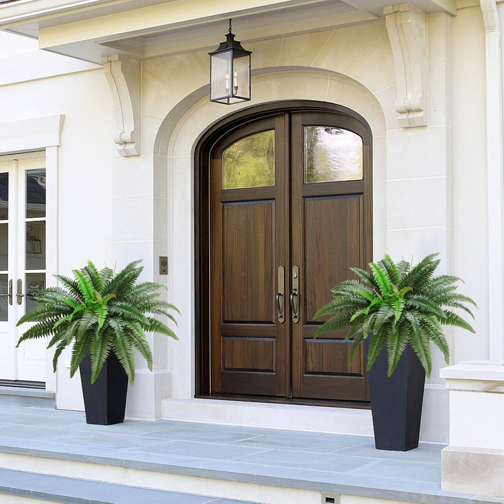 38" Artificial Boston Ferns Bush Plants, Set of 2, Large Faux Ferns Hanging Decor with 47 Fronds, Fake Vines Indoor Or Outdoors Planter for Home and Office Decor