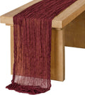 Ling's Moment 14Ft Burgundy Cheesecloth Table Runner - Maroon Gauze Semi-Sheer Dark Red Garnet Cranberry Tablecloth for Wedding Party Boho Table Decor