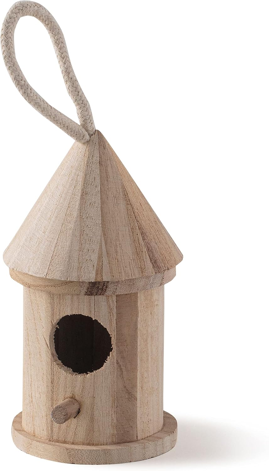 Make Market 5" Wooden Hut Birdhouse - Unfinished Birdhouse Made of 100% Wood, Outdoor Nesting Boxes - Bulk 12 Pack
