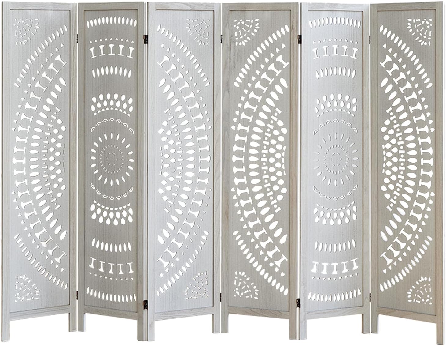 Room Dividers and Folding Privacy Screens, Boho 6 Panel Room Divider, 67" Room Divider Wall, Modern Room Partition, Privacy Dividers for Rooms, Bedroom, Office, White