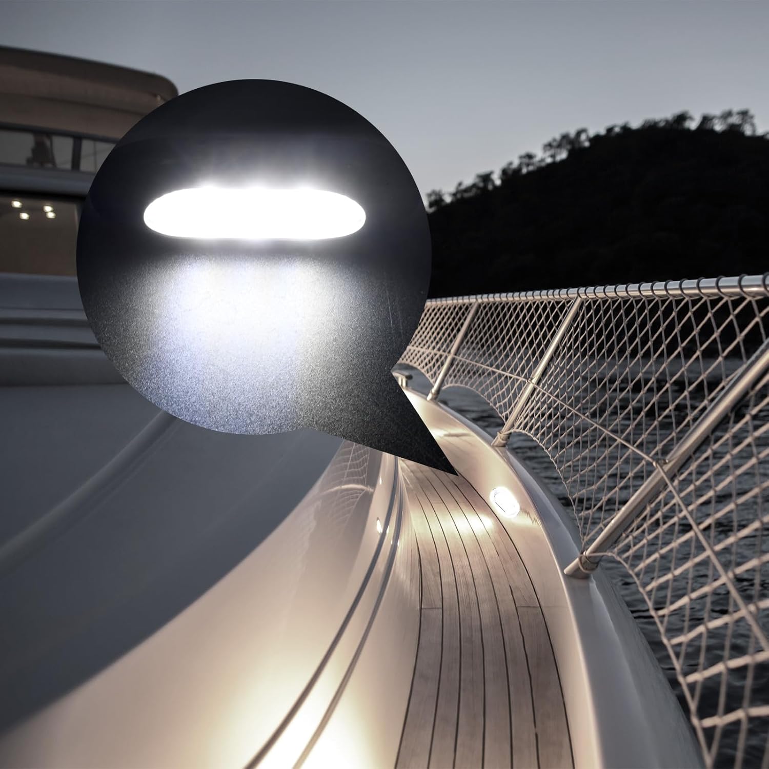 4PCS LED Courtesy Light Step Lights Accent Utility Lighting Surface Mounted for Boat IP67 Waterproof Lamp Yacht RV Caravan Light Stainless Steel Cover 12VDC (White), E012081-EMX
