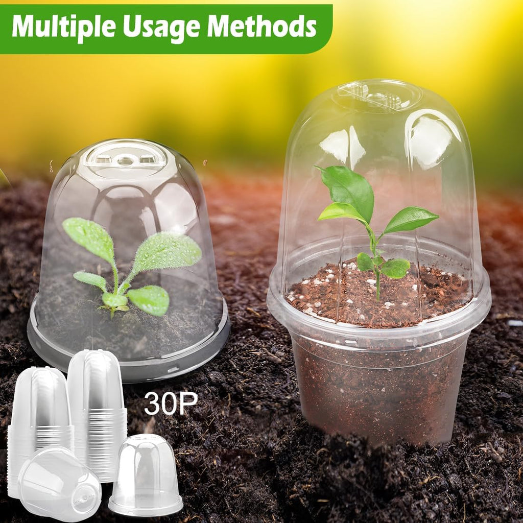 6 Inch Clear Humidity Dome, 30 Pcs Adjustable Plant Pot Domes Compatible with 6" Nursery Pots, Reusable Transparent Grow Dome Cover for Seed Starter Pots Outdoor Gardening Plant Growth