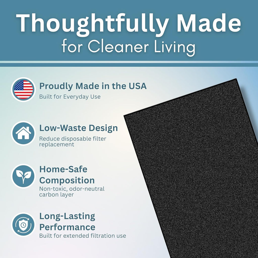 Activated Carbon Filter Pad - Cut to Fit Air Vent Filters for Home, AC, Furnace, Range Hood & Vent - Charcoal Filter Sheets Material for Dust, Odor, Smoke & Allergen Removal - 1 Pack