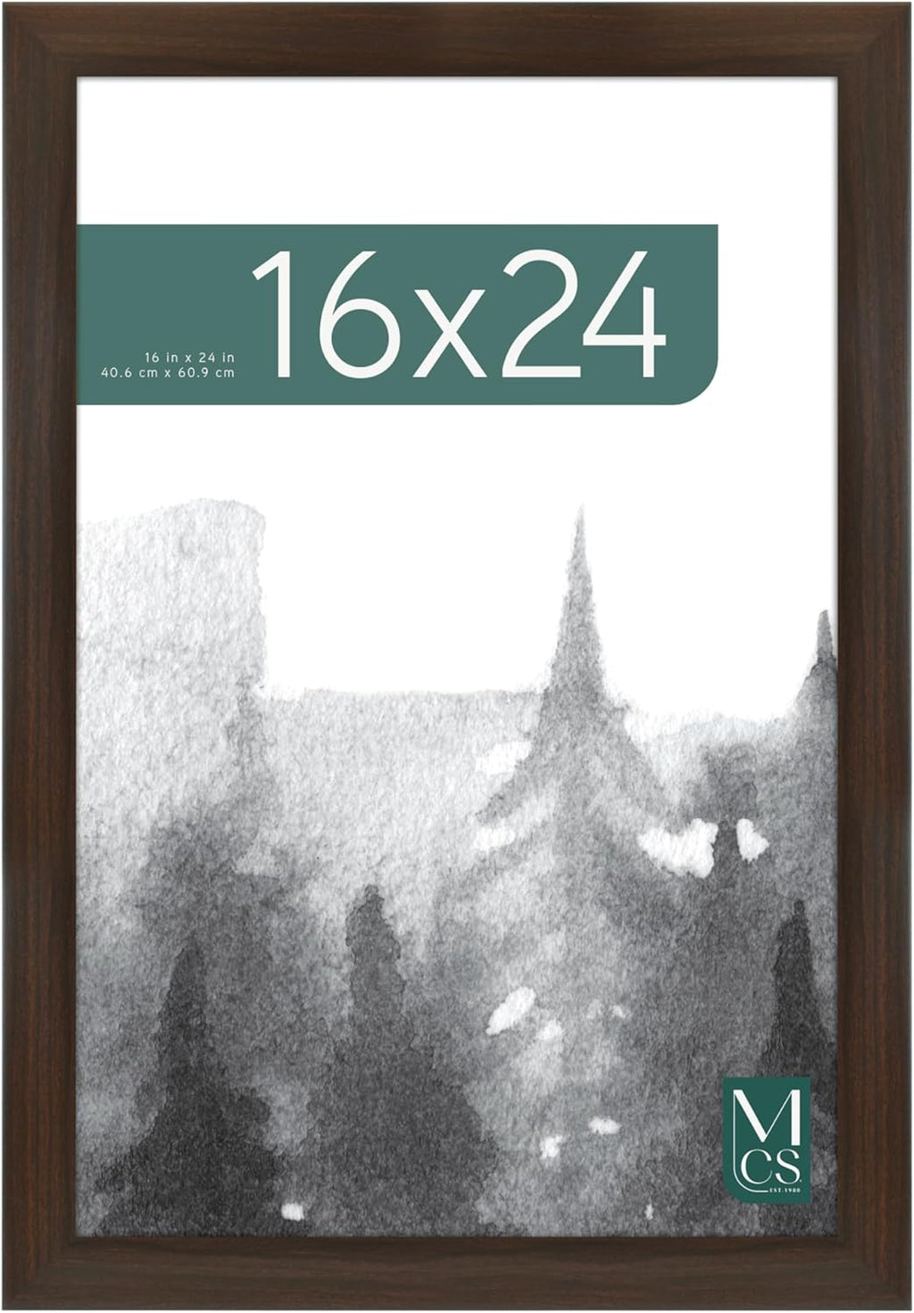 MCS Museum Poster Frame 16x24 Espresso Woodgrain, Vertical & Horizontal Wall Hanging Large Picture Frame for Photos, Posters & Art Prints (1-Pack)