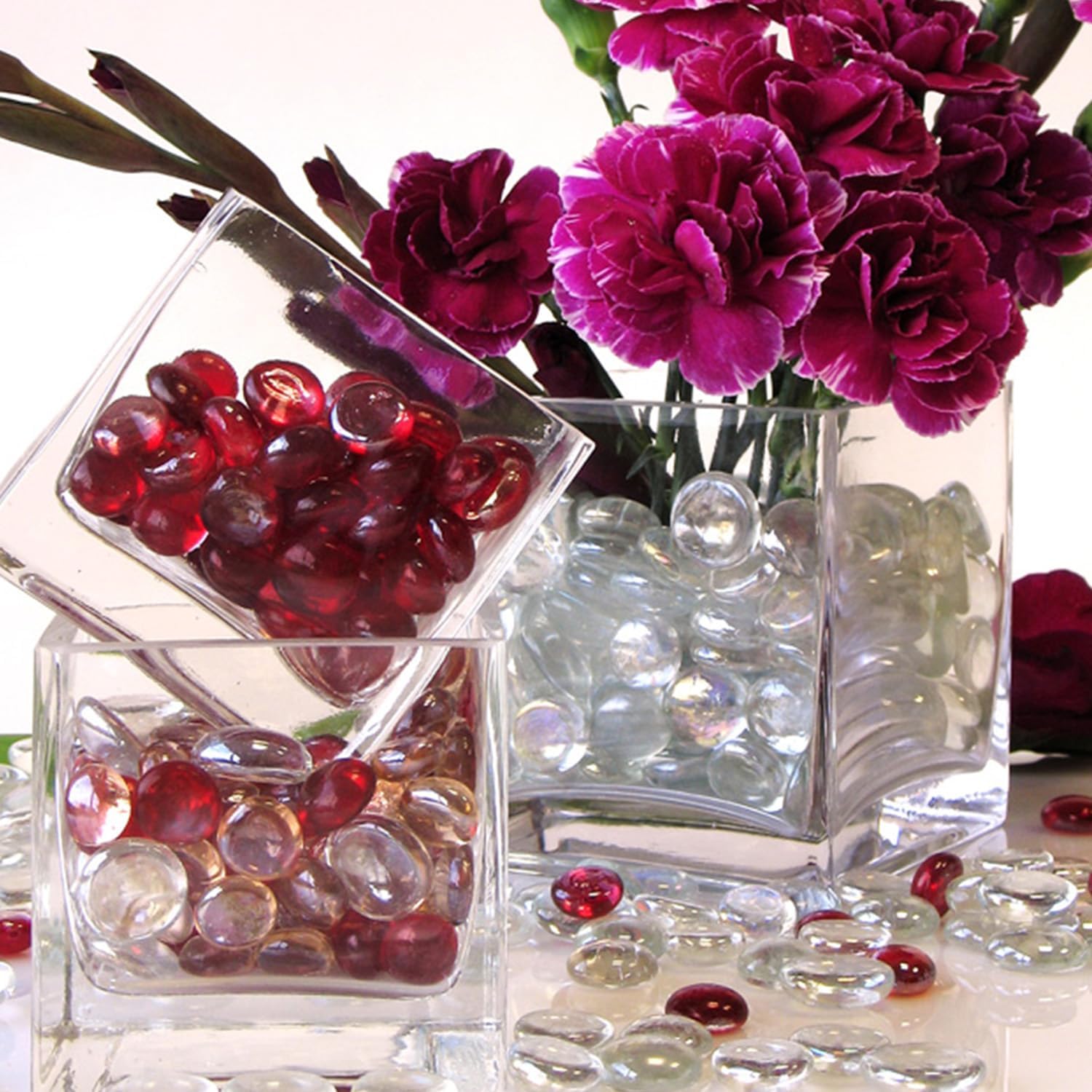 WGVI 24 Pcs Clear Square Glass Tea Light Votive Candle Holders, Width 3", Height 3", Small Cube CandleHolders Container Dish Terrarium Tabletop Event Décor