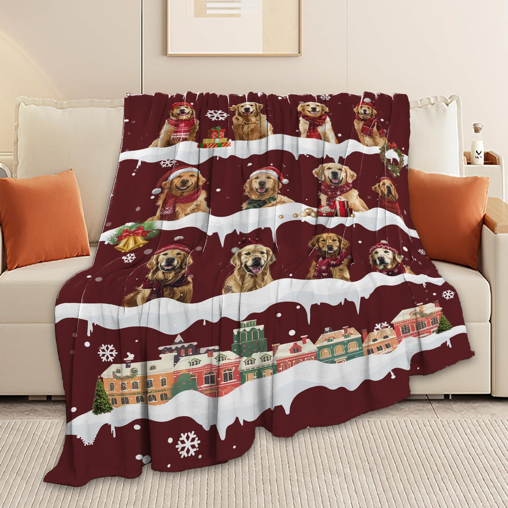 Golden Retriever Throw Blanket Golden Retriever Dog Christmas Stuff Gifts for Kids Girls Boys Adults Women Man Soft Cozy Warm Plush Fluffy Fuzzy Fleece Blanket Decor 50''X60''