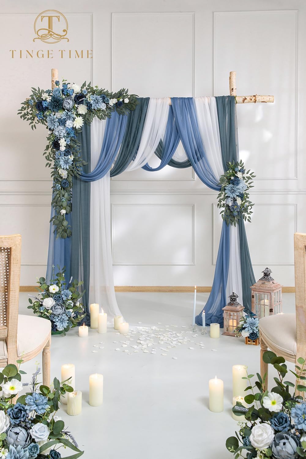 TINGE TIME Artificial Arch Flowers Kit Pack of 5, Wedding Decorations for Reception with Hanging Flowers, Wedding Arch Silk Floral Arrangements Ceremony Backdrop Bridal Shower Outdoor Party Decor