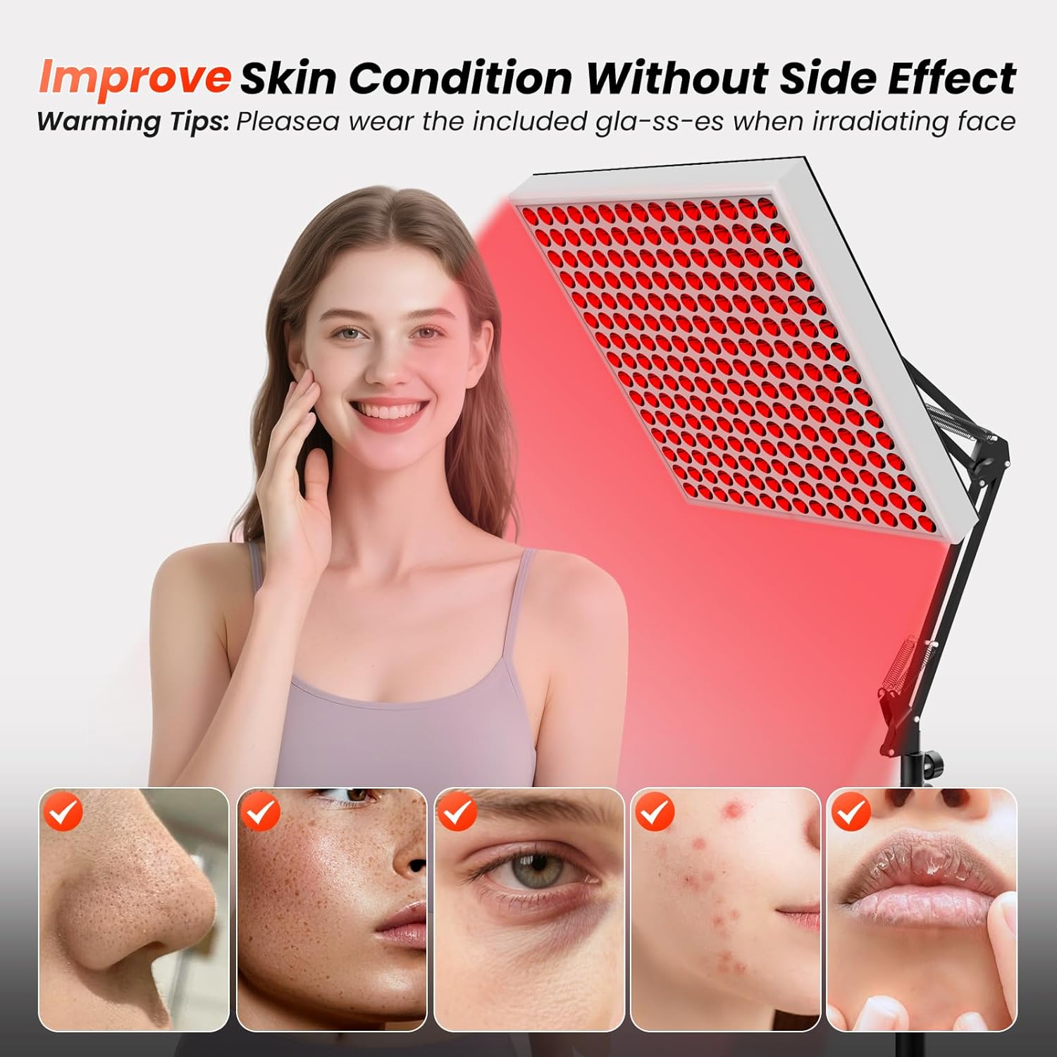 Red Light Therapy for Body Face, Infrared Light Therapy with Stand, Red Lights Therapy Lamp Panel, LED 660nm 850nm Near Infrared Red Light with Adjustable Stand,Best Gift for Christmas