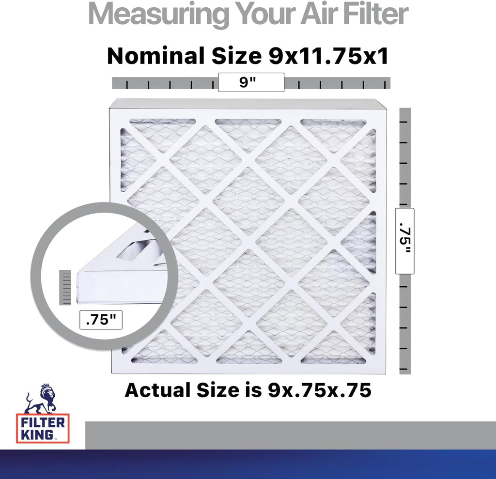 Filter King 9x11.75x1 Air Filter | 4-PACK | Carbon MERV 8 HVAC Pleated A/C Furnace Filters | MADE IN USA | Actual Size: 09 x 11.75 x .75"
