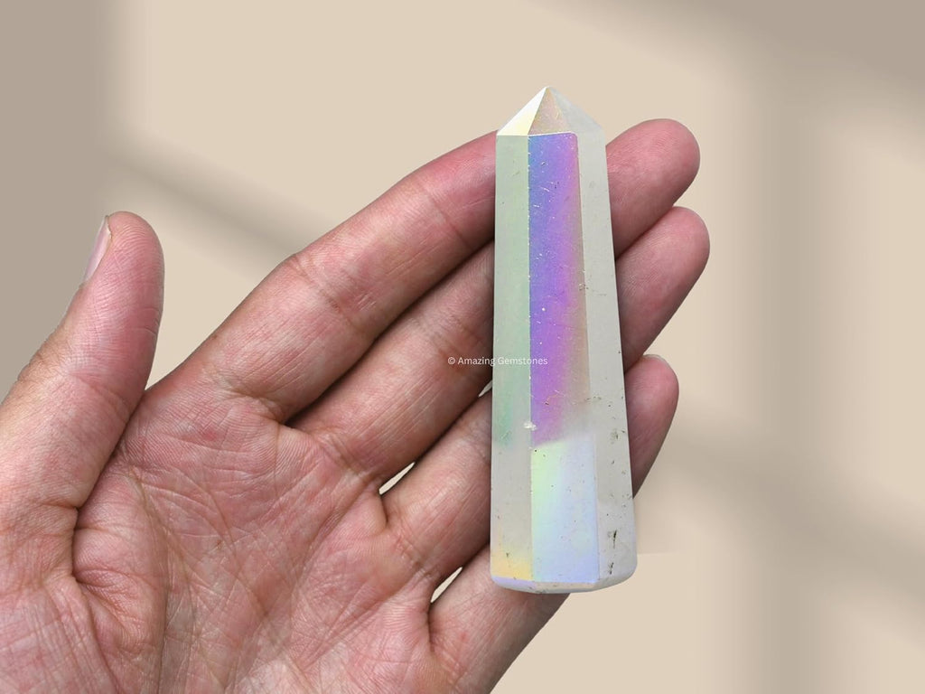 Amazing Gemstone Angel Aura Rose Quartz Crystal Towers ~ Natural Healing Crystal Point Obelisk for Reiki Healing and Crystal Grid (2" to 3" Inch)