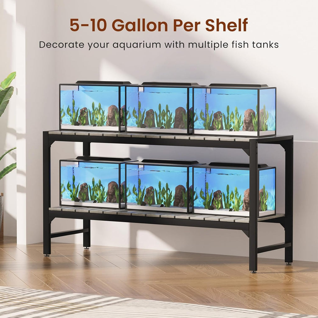 Tatub 55-90 Gallon Fish Tank Stand, Metal Aquarium Stand with 2-tier Open Shelves & Thickened Slats, Heavy Duty Metal Large Aquarium Stand for up to 6 Total Aquariums, 1000 LBS Capacity Per Shelf