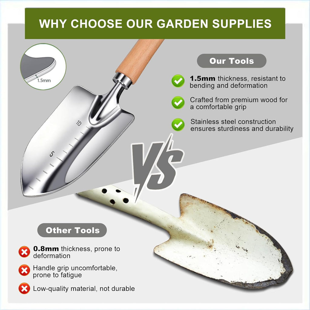 Kynup Garden Tools, Gardening Gift 7 Piece for Women, Gardening Tool Kit Ideal Hand Tool, Thickened Stainless Steel, Rust-Proof, Garden Set Supplies, Essentials, Garden Stuff