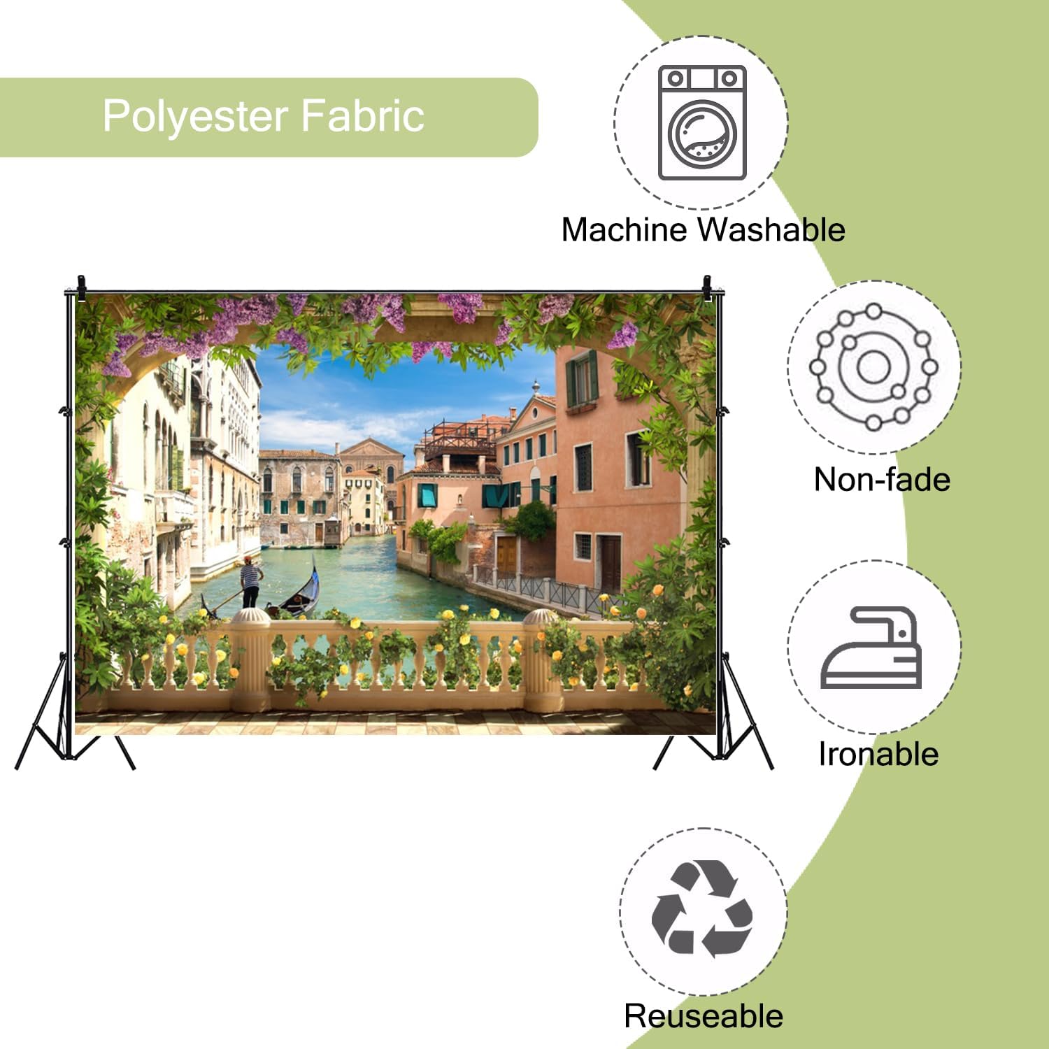 9x6ft Italy Venice Backdrop, Water City Italian Canal Gondolas River Backdrop for Photoshoot Historical Culture Scenery Photo Background Travel Portrait Photo Props
