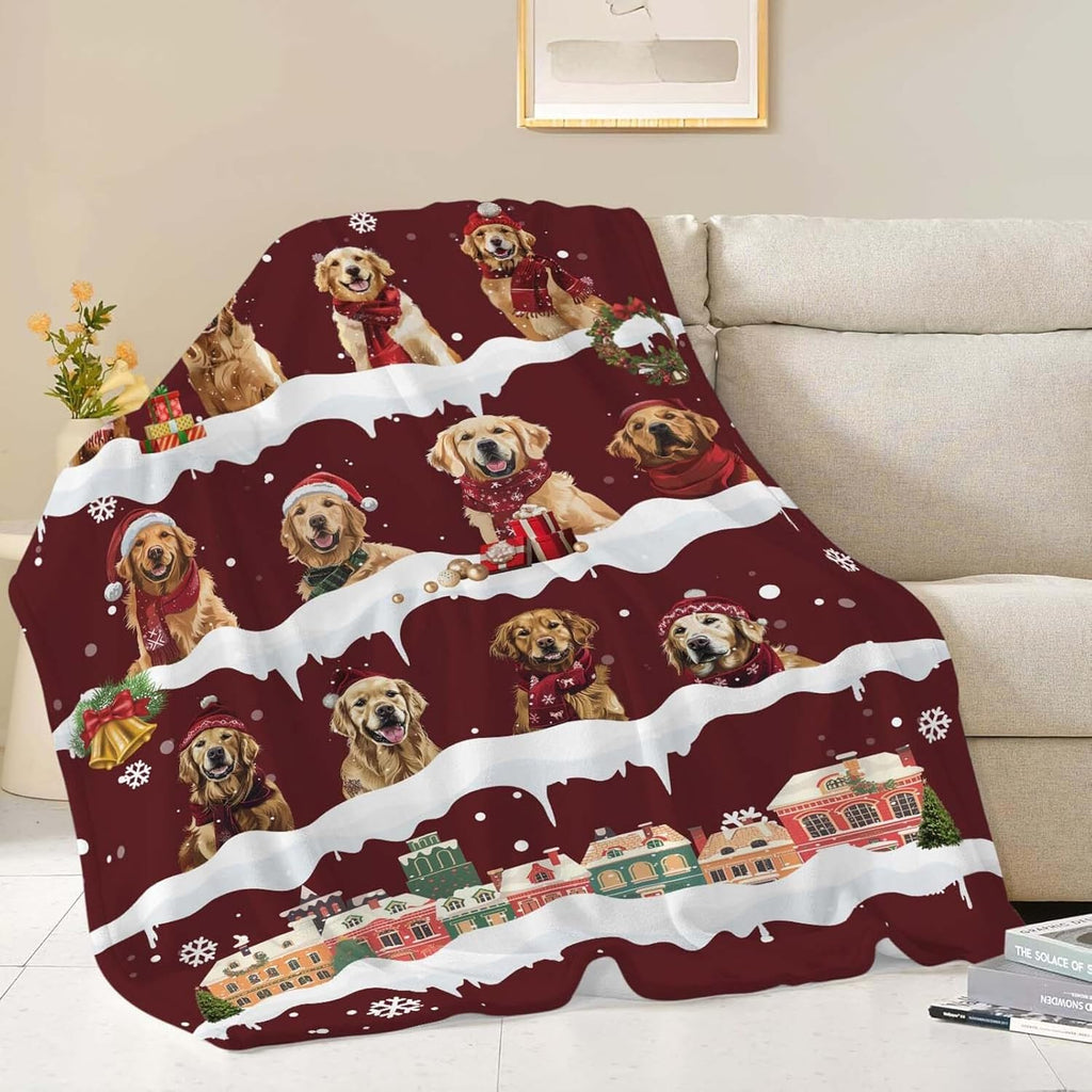 Golden Retriever Throw Blanket Golden Retriever Dog Christmas Stuff Gifts for Kids Girls Boys Adults Women Man Soft Cozy Warm Plush Fluffy Fuzzy Fleece Blanket Decor 40''X50''