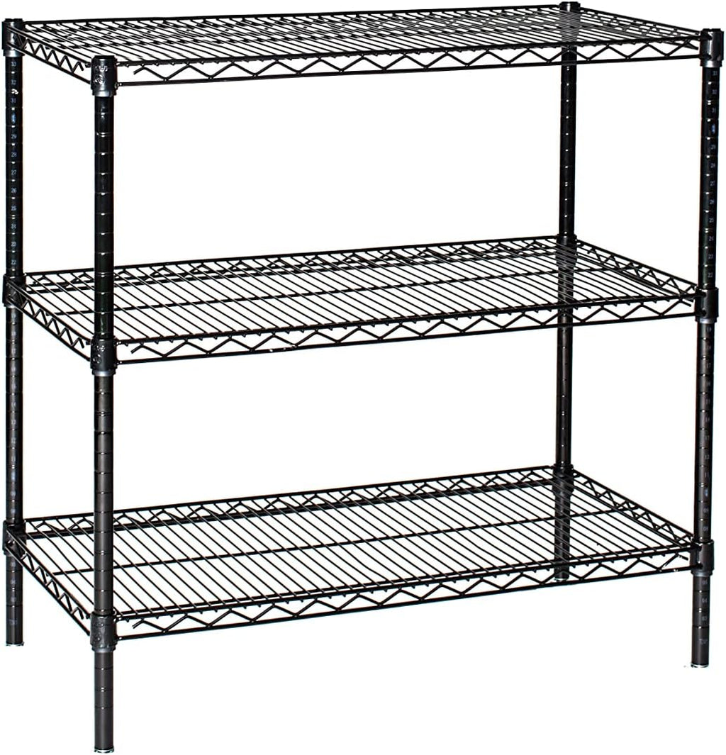 Omega 24" Deep x 48" Wide x 36" High 3 Tier Black Starter Shelving Unit