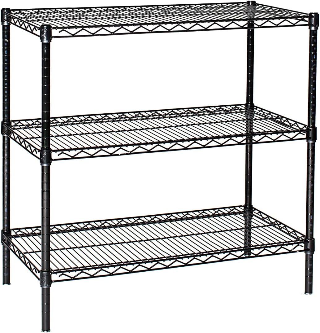 Omega 24" Deep x 48" Wide x 36" High 3 Tier Black Starter Shelving Unit