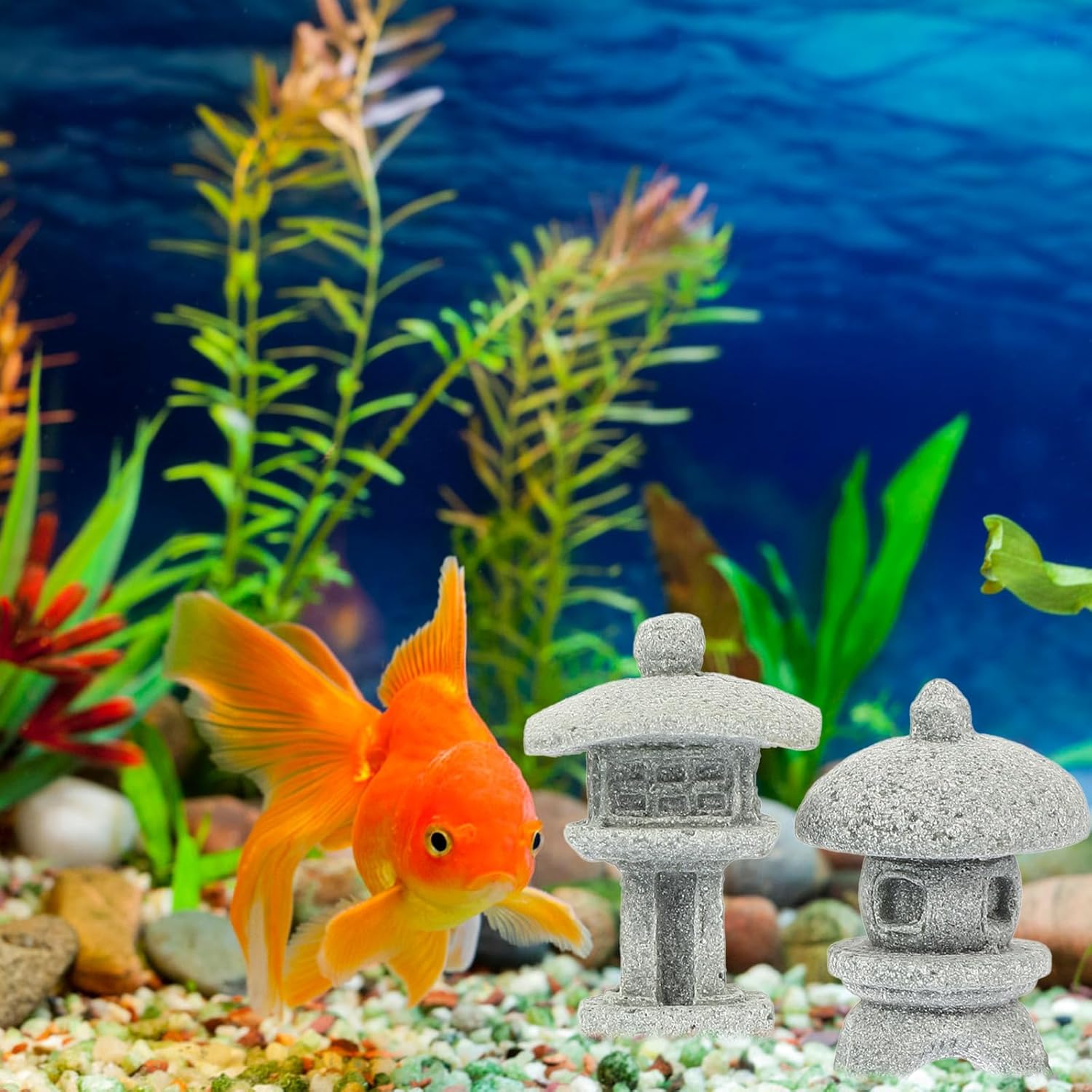 BESPORTBLE Miniature Stone Lantern Pagoda Japanese Style Pagoda Lantern Statue Mini Zen Garden Accessories for Aquarium Patio Micro Landscape Yard Bonsai Decoration 4Pcs