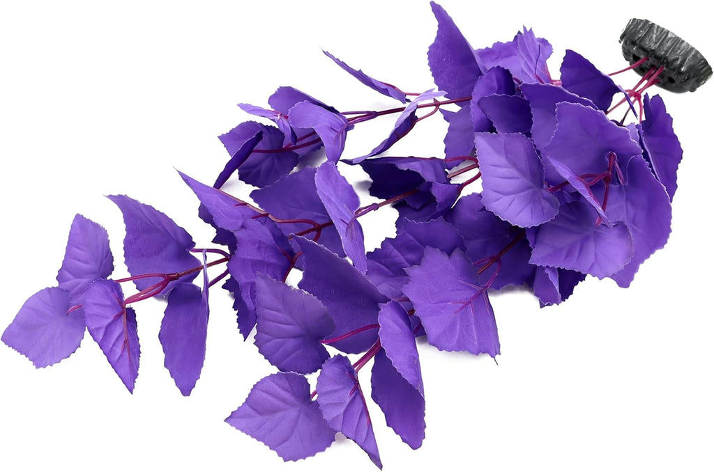 ALEGI Silk Aquarium Plants, 16 Inch Artificial Silk Plants Decorations for Fish Tank,Aquarium Décor Plastic Plants (Purple, 2 Pack)