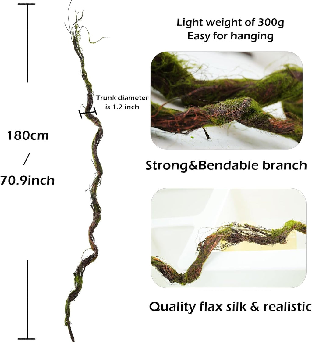 70.9inch Fake Long Craft Tree Vines Artificial Tree Branches Trunk Ivy Foliage Floral Leaf Garland Plants Wistera Twigs for Wall Hanging Outdoor Room Front Door Home Halloween Decoration
