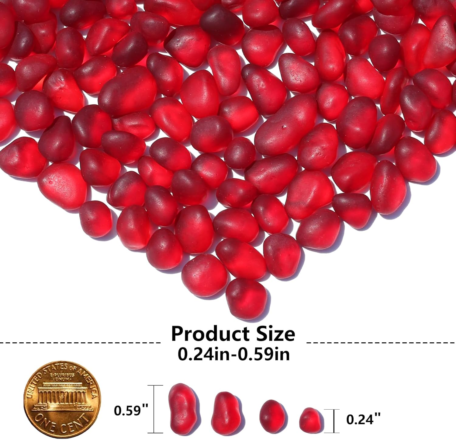 Sea Glass Stones - 2.9LB/46.4oz Red Frosted Glass Pebbles Gemstones - Perfect for Aquarium Rocks, Fish Tank Gravel, Vase Fillers, Seaglass DIY Crafts, and Home Decor