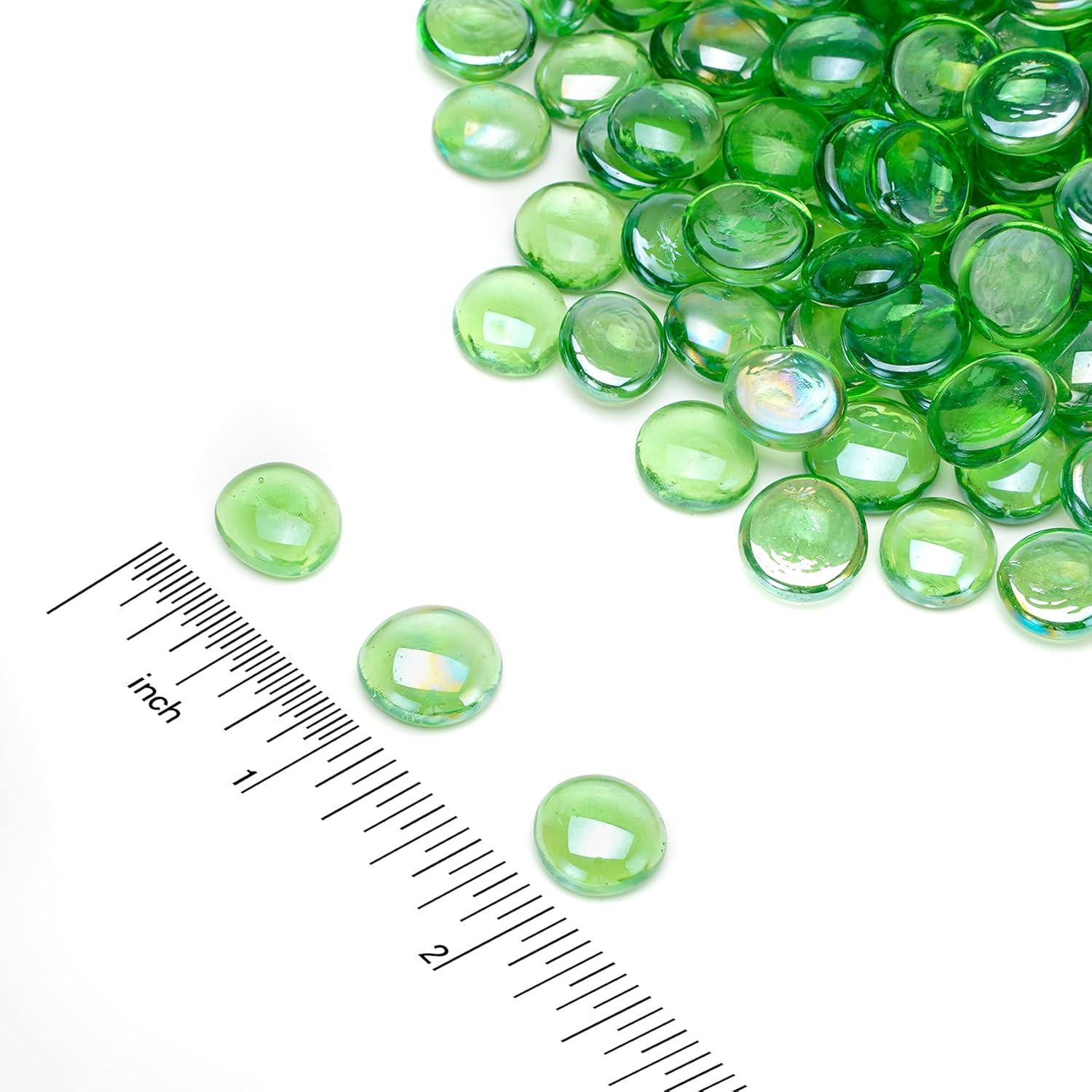 Skyflame 10-Pound Fire Glass Beads for Fire Pit Fireplace, 1/2-Inch Size Emerald Green Reflective Decorative Blended Fireglass Drops for Landscaping
